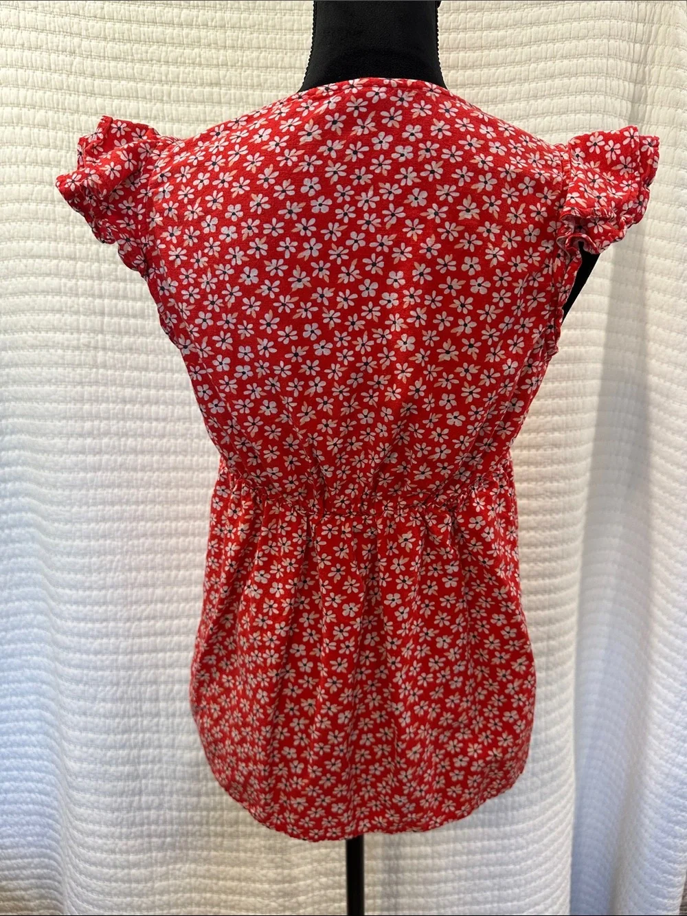 Old Navy Red Floral Wrap-Style Blouse
